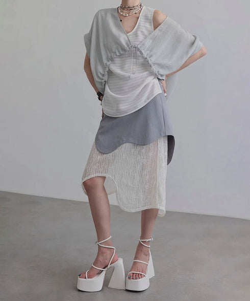 Wave Line Patchwork Skirt